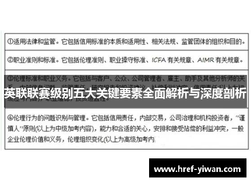 英联联赛级别五大关键要素全面解析与深度剖析